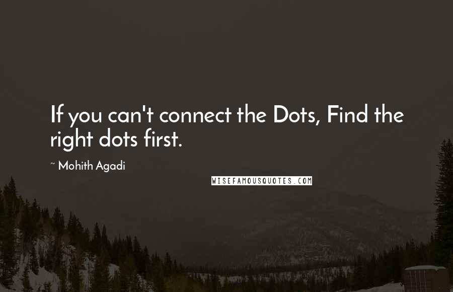 Mohith Agadi Quotes: If you can't connect the Dots, Find the right dots first.