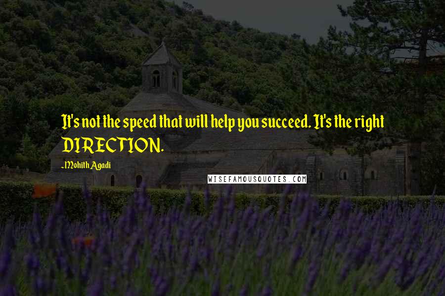 Mohith Agadi Quotes: It's not the speed that will help you succeed. It's the right DIRECTION.