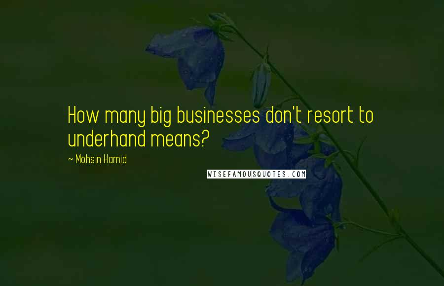 Mohsin Hamid Quotes: How many big businesses don't resort to underhand means?