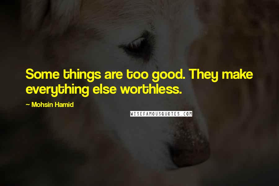 Mohsin Hamid Quotes: Some things are too good. They make everything else worthless.