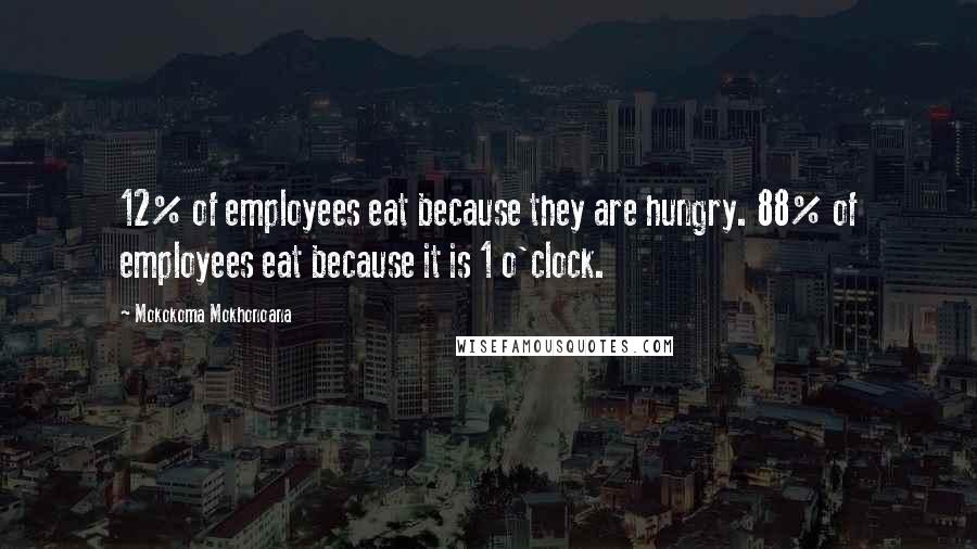 Mokokoma Mokhonoana Quotes: 12% of employees eat because they are hungry. 88% of employees eat because it is 1 o'clock.