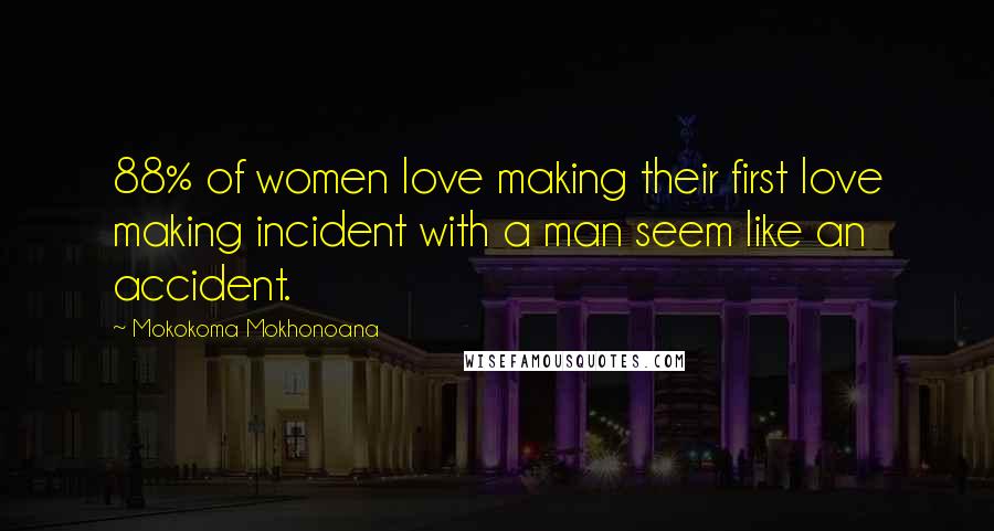 Mokokoma Mokhonoana Quotes: 88% of women love making their first love making incident with a man seem like an accident.