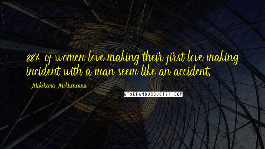 Mokokoma Mokhonoana Quotes: 88% of women love making their first love making incident with a man seem like an accident.