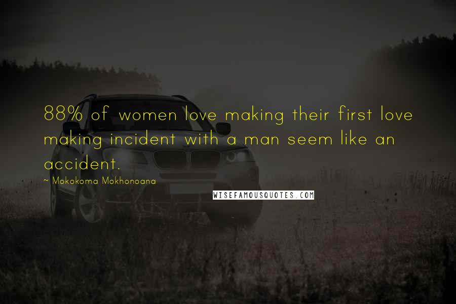 Mokokoma Mokhonoana Quotes: 88% of women love making their first love making incident with a man seem like an accident.