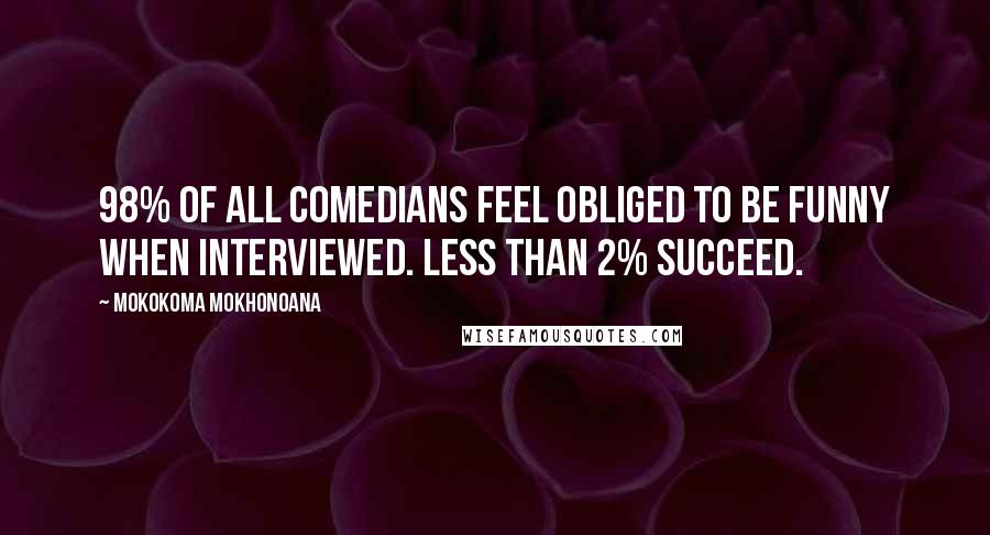 Mokokoma Mokhonoana Quotes: 98% of all comedians feel obliged to be funny when interviewed. Less than 2% succeed.