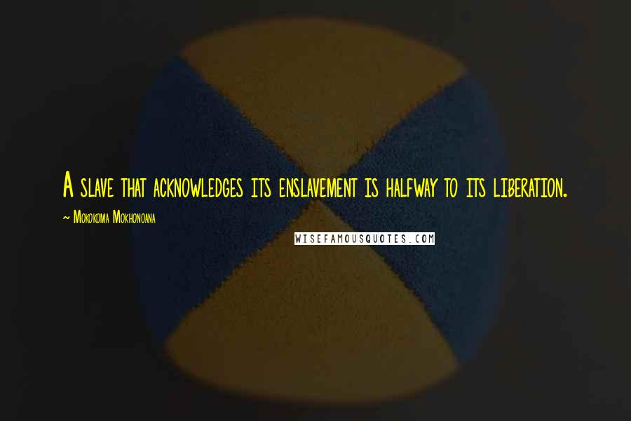 Mokokoma Mokhonoana Quotes: A slave that acknowledges its enslavement is halfway to its liberation.