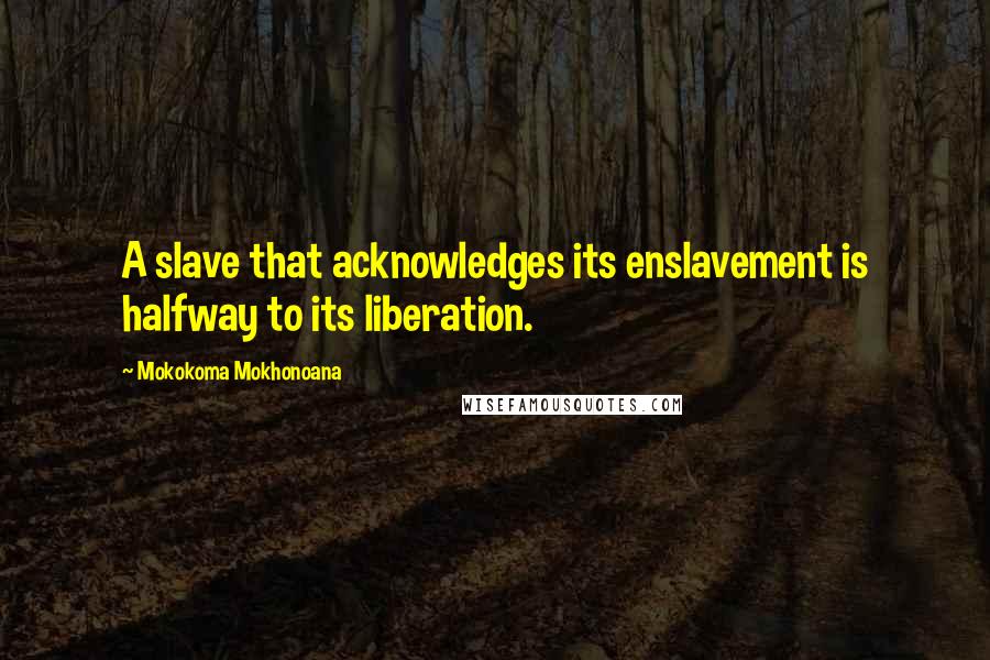 Mokokoma Mokhonoana Quotes: A slave that acknowledges its enslavement is halfway to its liberation.