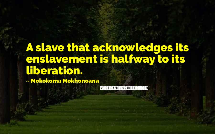 Mokokoma Mokhonoana Quotes: A slave that acknowledges its enslavement is halfway to its liberation.