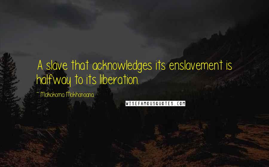 Mokokoma Mokhonoana Quotes: A slave that acknowledges its enslavement is halfway to its liberation.