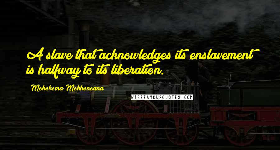 Mokokoma Mokhonoana Quotes: A slave that acknowledges its enslavement is halfway to its liberation.