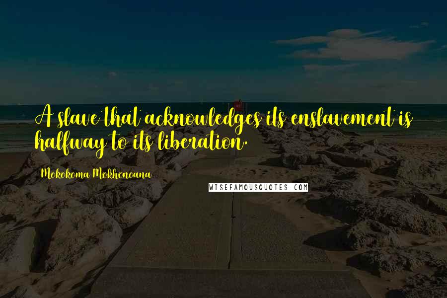 Mokokoma Mokhonoana Quotes: A slave that acknowledges its enslavement is halfway to its liberation.