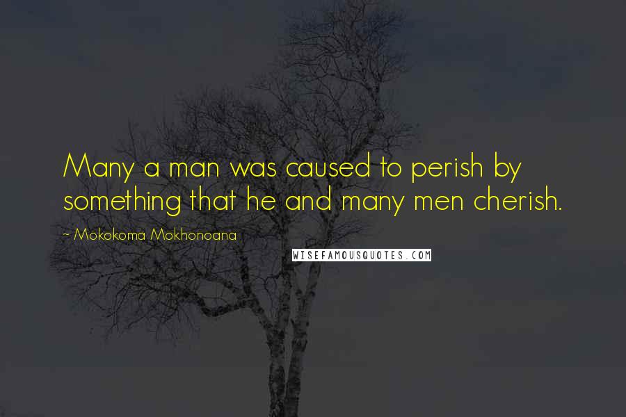 Mokokoma Mokhonoana Quotes: Many a man was caused to perish by something that he and many men cherish.
