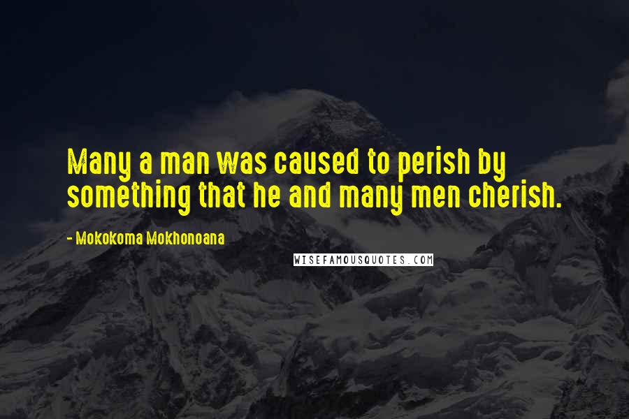 Mokokoma Mokhonoana Quotes: Many a man was caused to perish by something that he and many men cherish.
