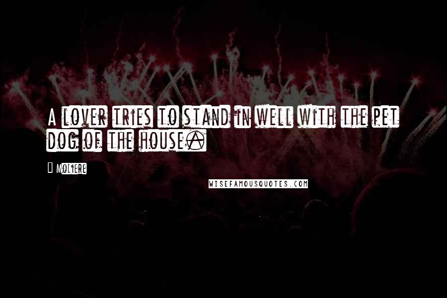 Moliere Quotes: A lover tries to stand in well with the pet dog of the house.