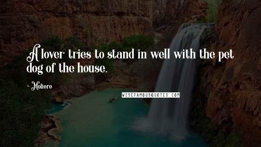 Moliere Quotes: A lover tries to stand in well with the pet dog of the house.