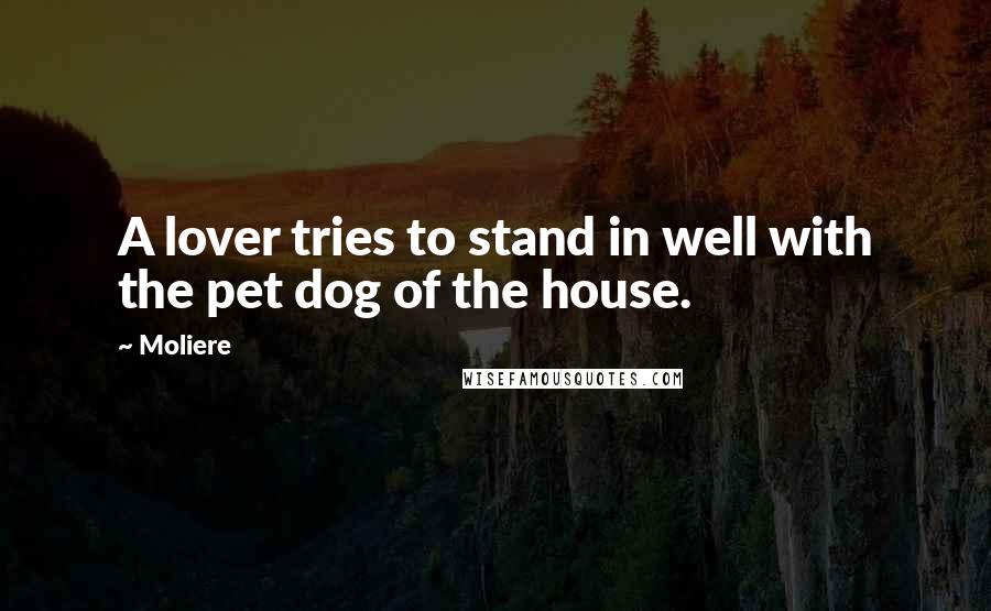 Moliere Quotes: A lover tries to stand in well with the pet dog of the house.