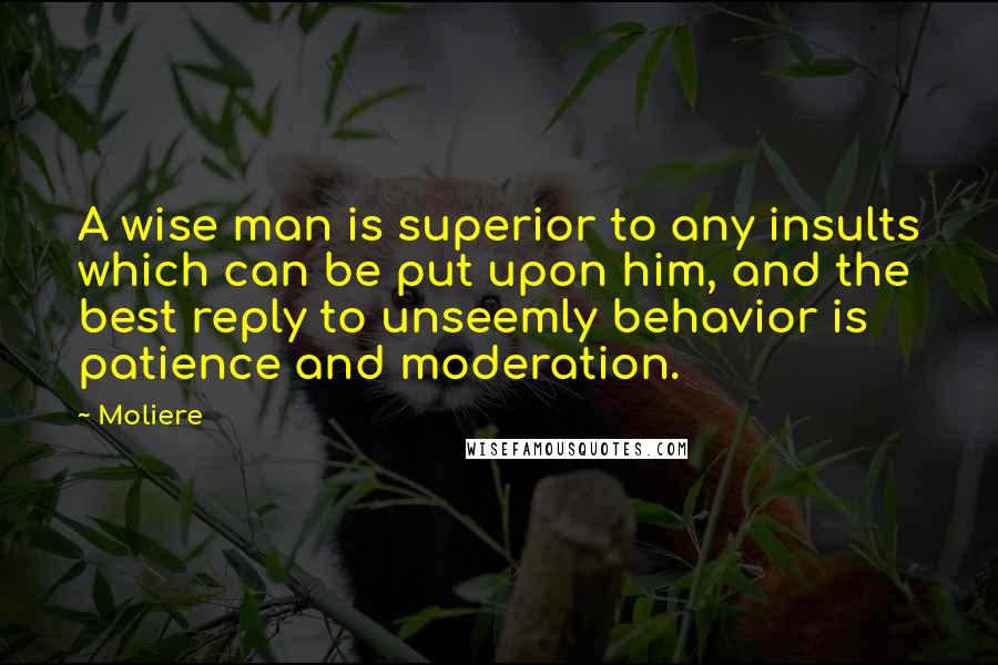 Moliere Quotes: A wise man is superior to any insults which can be put upon him, and the best reply to unseemly behavior is patience and moderation.