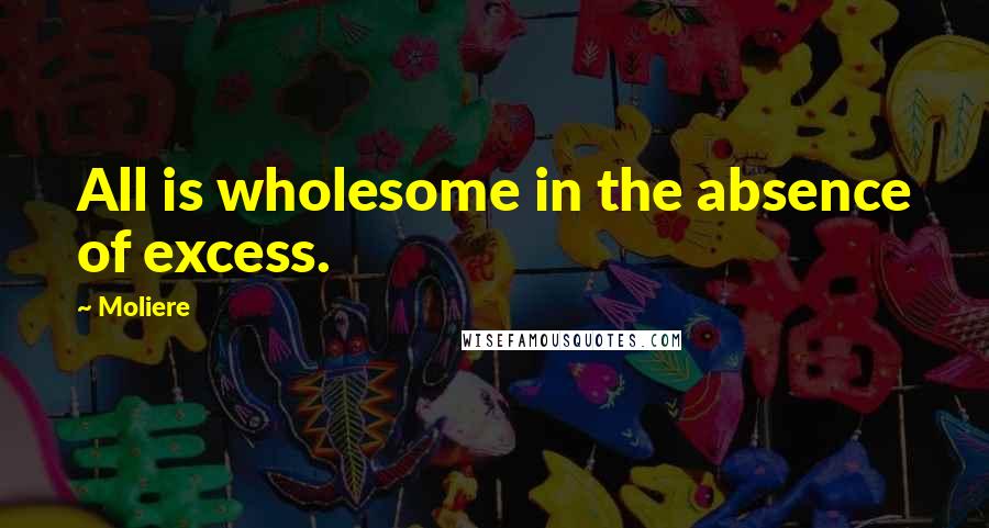 Moliere Quotes: All is wholesome in the absence of excess.