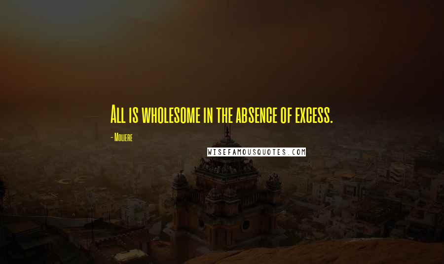 Moliere Quotes: All is wholesome in the absence of excess.