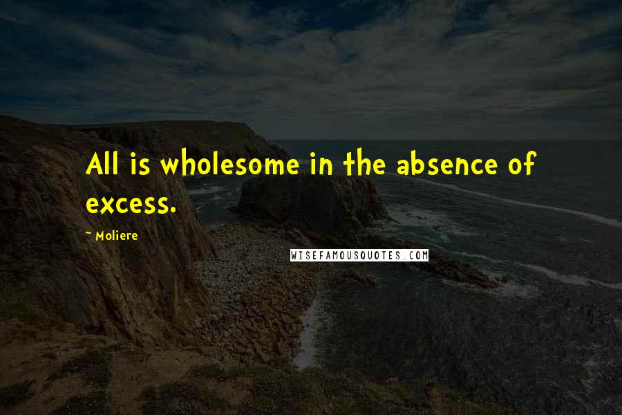 Moliere Quotes: All is wholesome in the absence of excess.