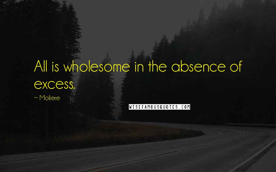 Moliere Quotes: All is wholesome in the absence of excess.