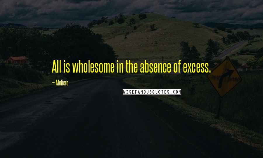 Moliere Quotes: All is wholesome in the absence of excess.