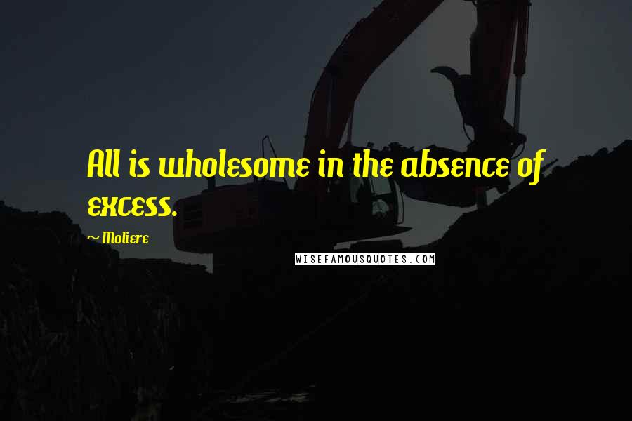 Moliere Quotes: All is wholesome in the absence of excess.