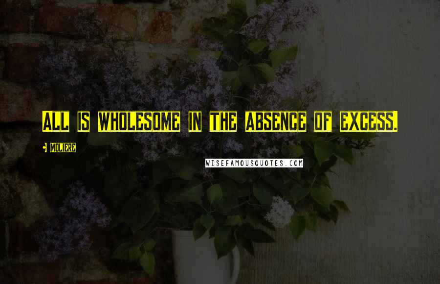 Moliere Quotes: All is wholesome in the absence of excess.