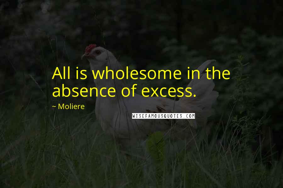 Moliere Quotes: All is wholesome in the absence of excess.