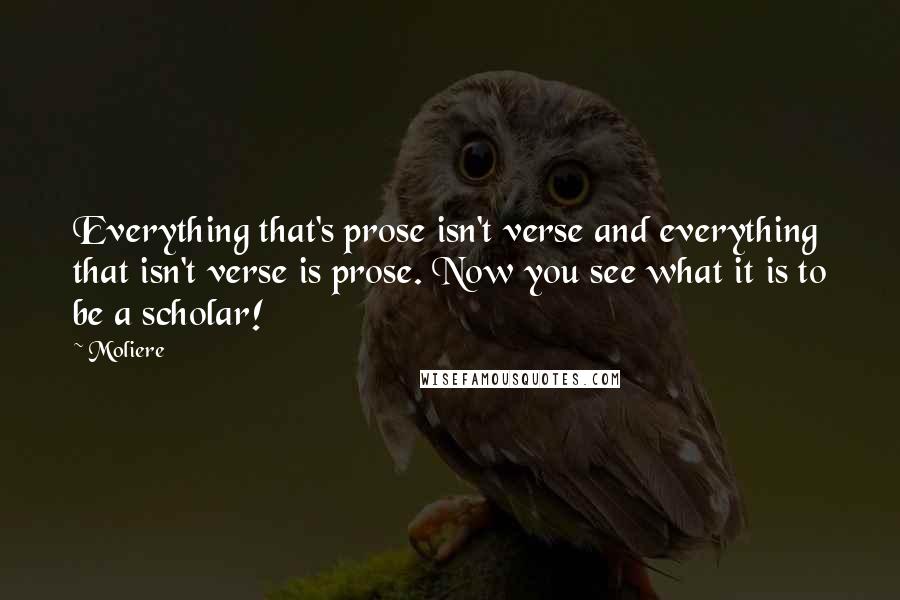 Moliere Quotes: Everything that's prose isn't verse and everything that isn't verse is prose. Now you see what it is to be a scholar!