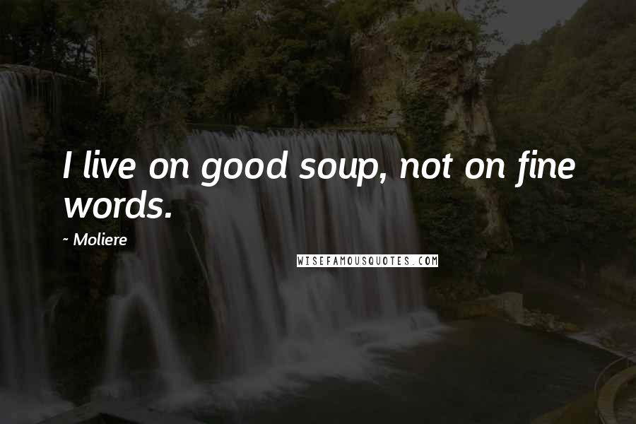 Moliere Quotes: I live on good soup, not on fine words.