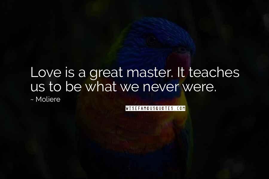 Moliere Quotes: Love is a great master. It teaches us to be what we never were.