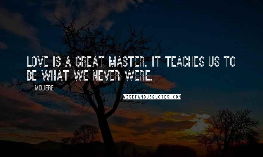 Moliere Quotes: Love is a great master. It teaches us to be what we never were.