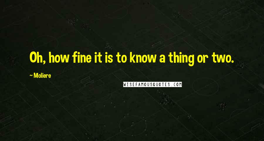 Moliere Quotes: Oh, how fine it is to know a thing or two.