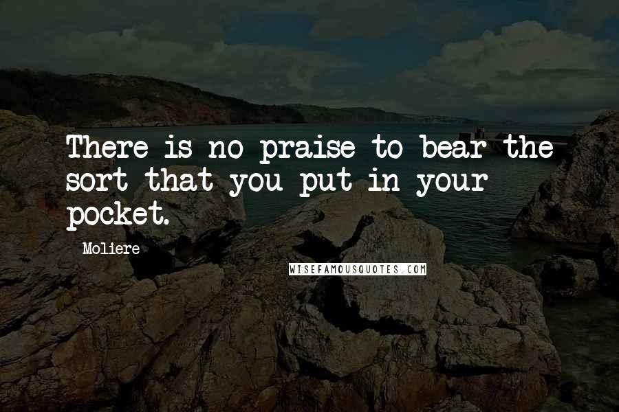 Moliere Quotes: There is no praise to bear the sort that you put in your pocket.