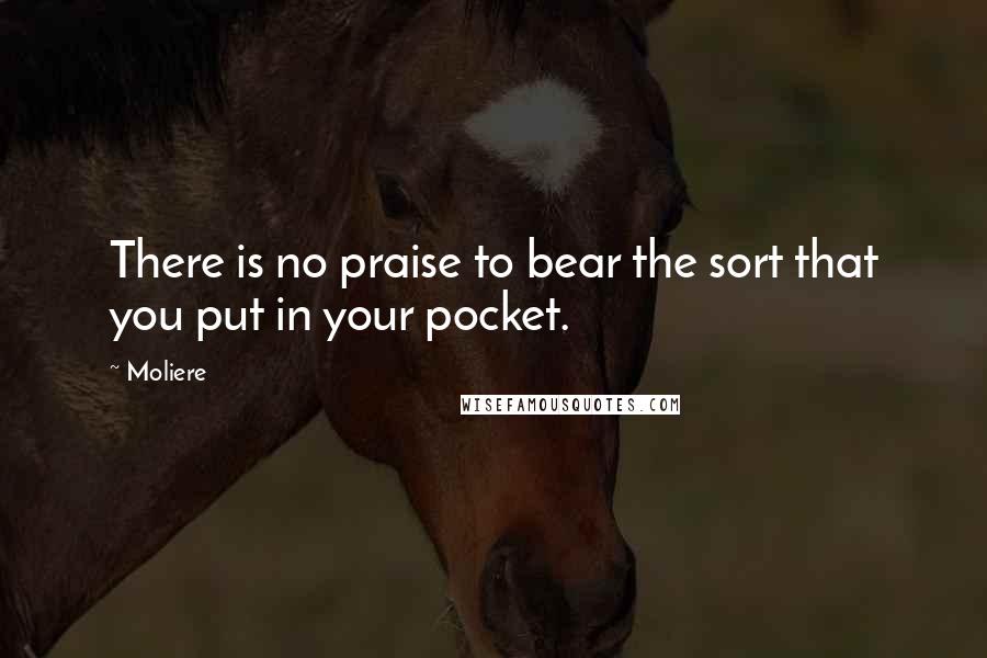 Moliere Quotes: There is no praise to bear the sort that you put in your pocket.