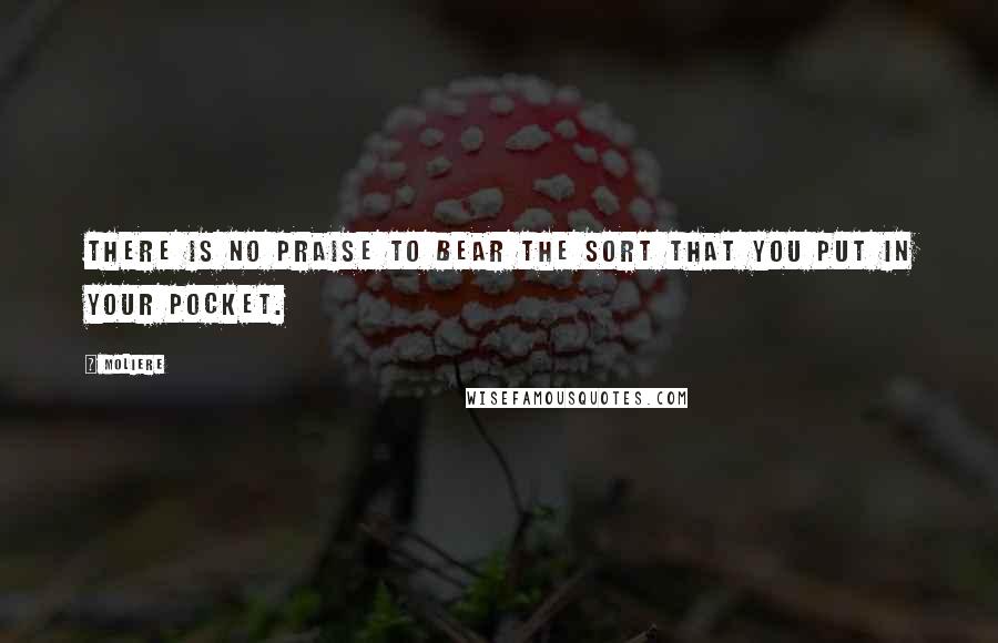 Moliere Quotes: There is no praise to bear the sort that you put in your pocket.