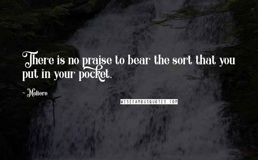 Moliere Quotes: There is no praise to bear the sort that you put in your pocket.