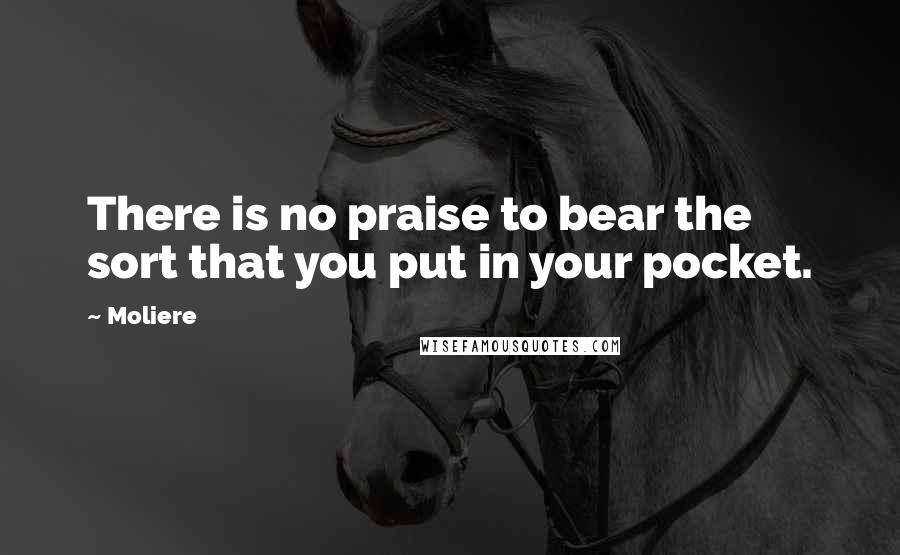 Moliere Quotes: There is no praise to bear the sort that you put in your pocket.