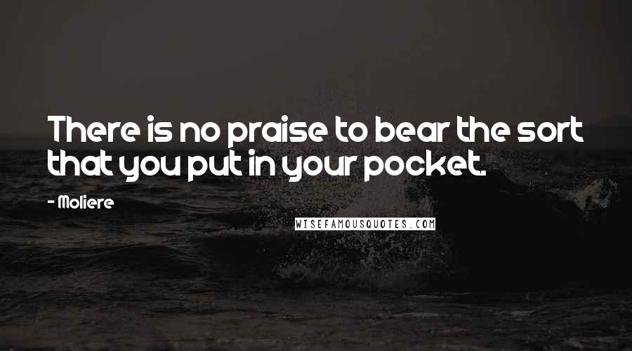 Moliere Quotes: There is no praise to bear the sort that you put in your pocket.