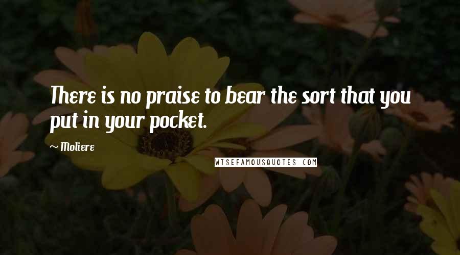 Moliere Quotes: There is no praise to bear the sort that you put in your pocket.