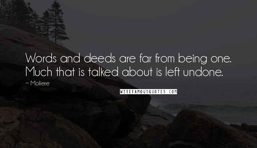 Moliere Quotes: Words and deeds are far from being one. Much that is talked about is left undone.