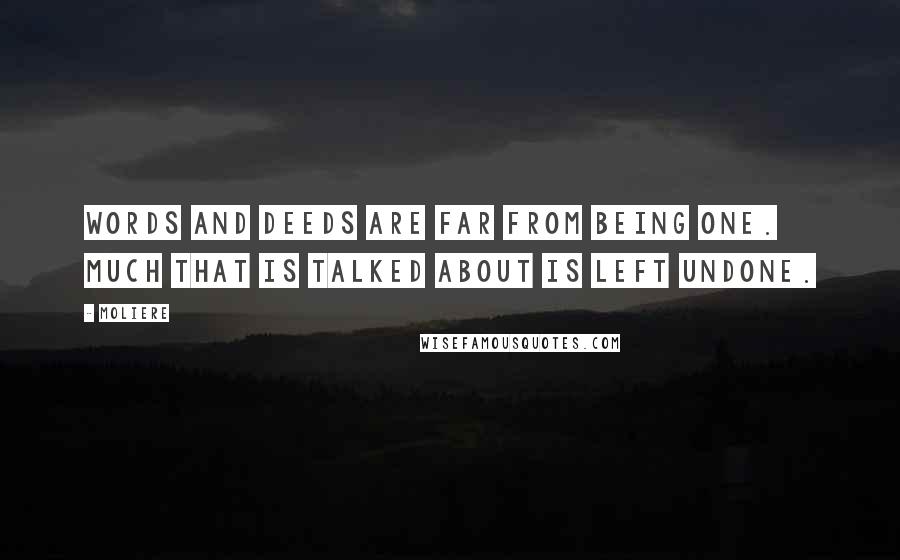 Moliere Quotes: Words and deeds are far from being one. Much that is talked about is left undone.