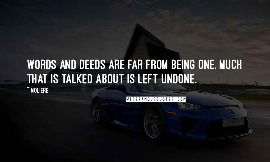 Moliere Quotes: Words and deeds are far from being one. Much that is talked about is left undone.