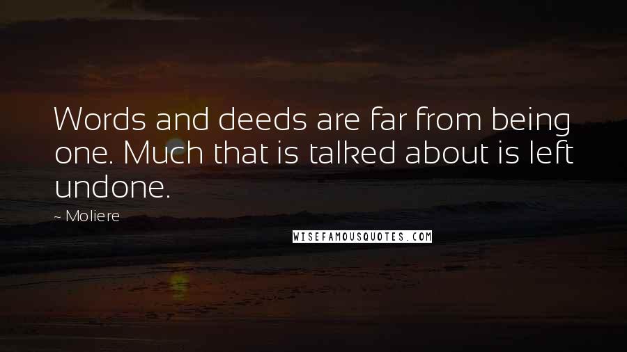 Moliere Quotes: Words and deeds are far from being one. Much that is talked about is left undone.