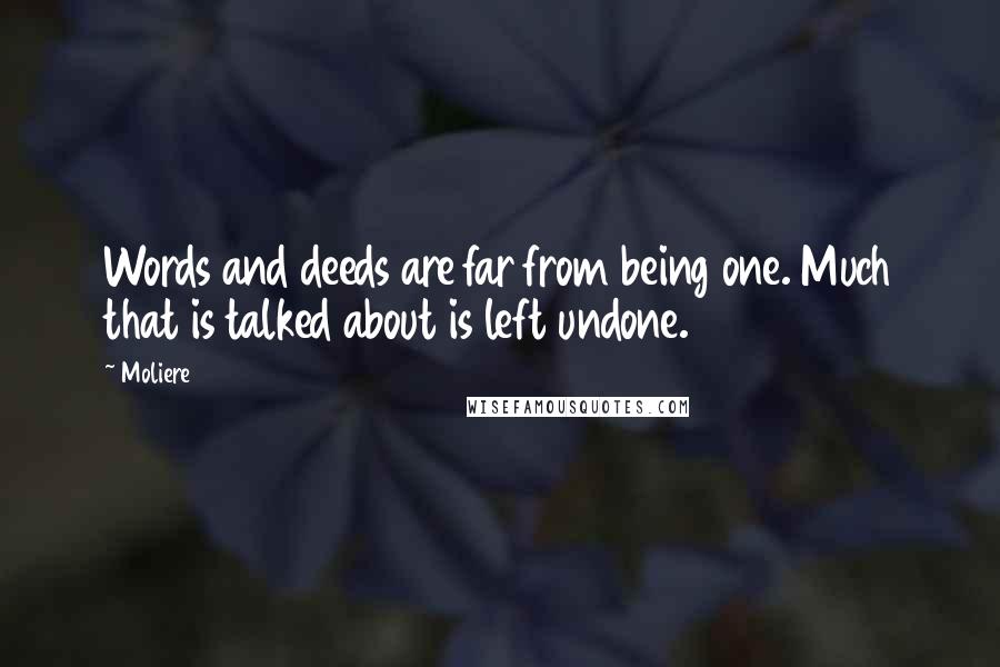 Moliere Quotes: Words and deeds are far from being one. Much that is talked about is left undone.