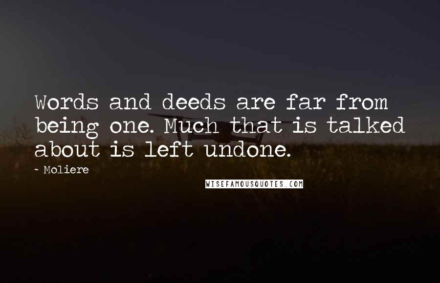 Moliere Quotes: Words and deeds are far from being one. Much that is talked about is left undone.