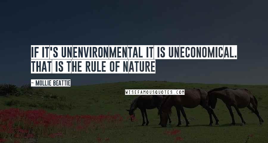 Mollie Beattie Quotes: If it's unenvironmental it is uneconomical. That is the rule of nature