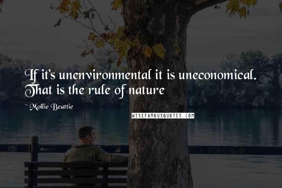 Mollie Beattie Quotes: If it's unenvironmental it is uneconomical. That is the rule of nature