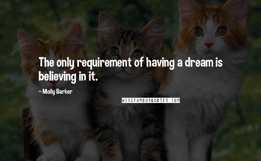 Molly Barker Quotes: The only requirement of having a dream is believing in it.